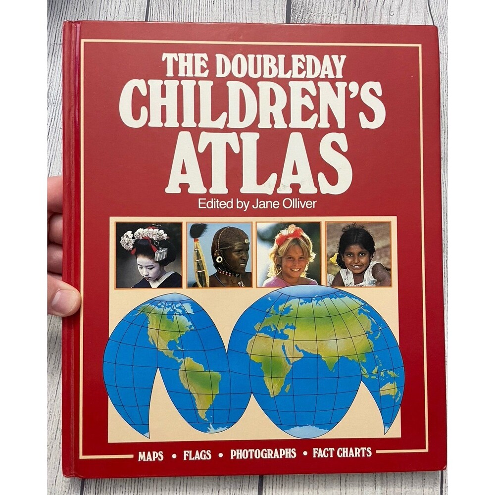 Vintage Doubleday Children’s Atlas Hardcover Book, Edited By Jane Oliver, 1987
